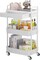 3-Tier Rolling Utility Cart with Drawer,Multifunctional Storage Organizer with Plastic Shelf & Metal Wheels,Storage Cart for Kitchen,Bathroom,Living Room,Office,White